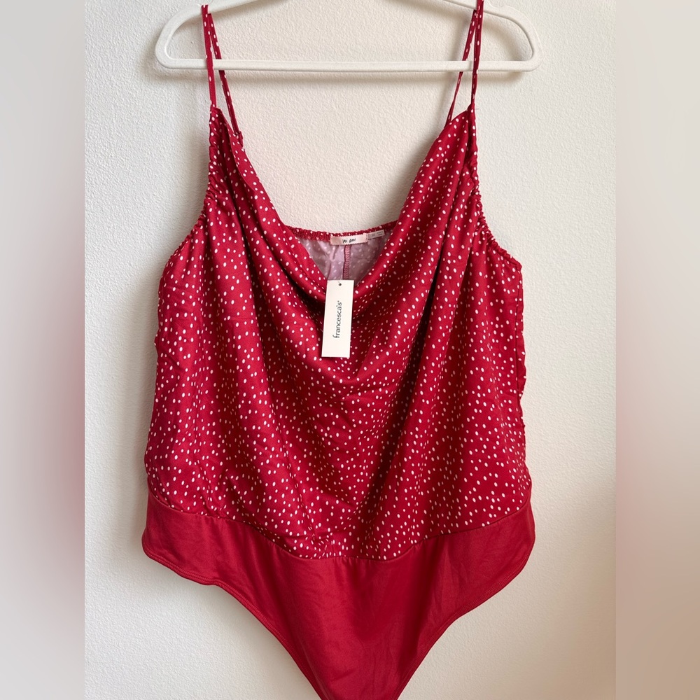 Red polka dots bodysuit